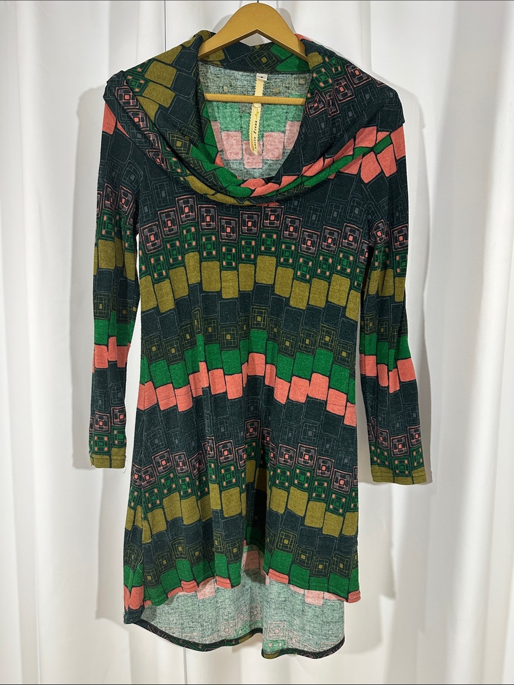 Uncle Frank Cowl Neck Sweater Dress Size S Boho Geometric Tunic